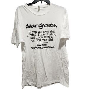 Longhorn Paranormal Ghost Funny Graphic Tee XL White Humor Halloween Shirt